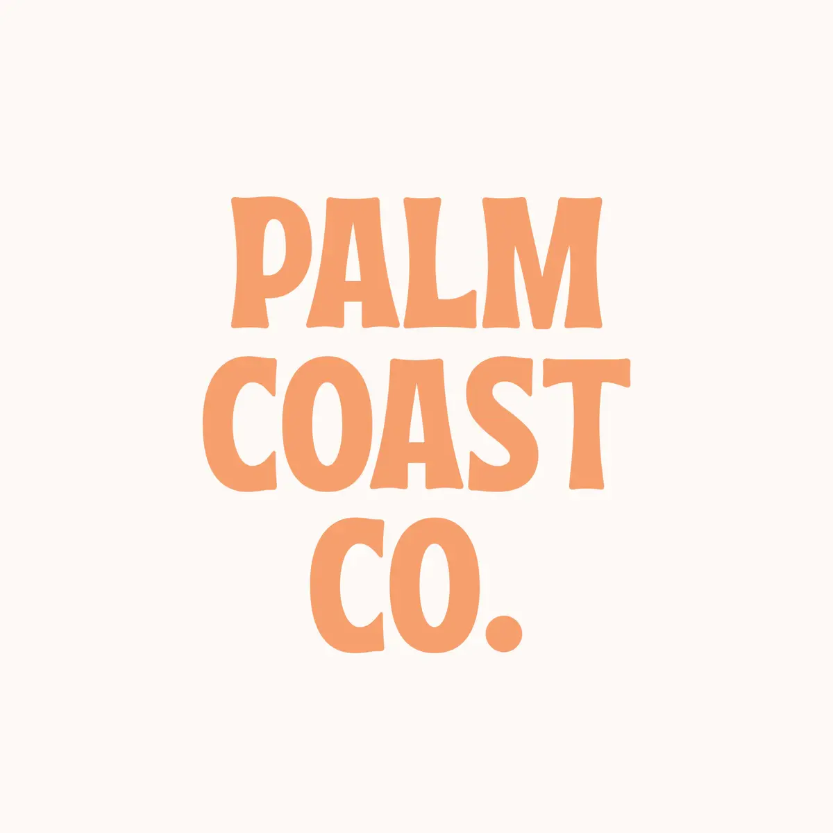 Palm Coast Co. logo in coral orange on a warm cream background