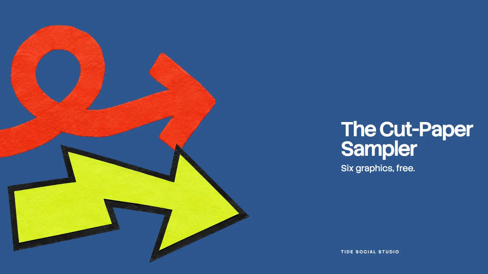 The Cut-Paper Sampler cover: a vermilion loop arrow and a chartreuse arrow on cornflower blue