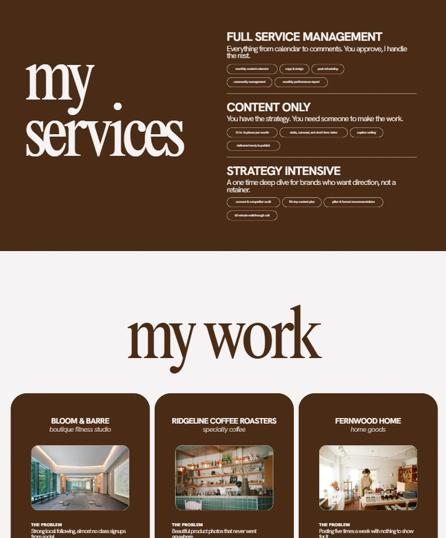 Template services and selected work sections